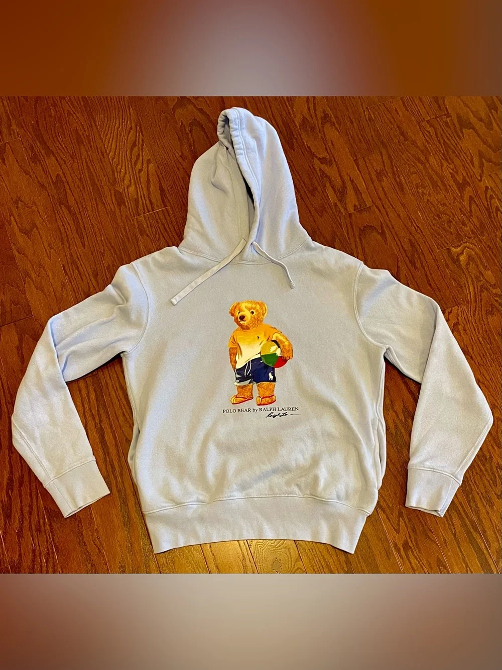 Polo Ralph Lauren Light Blue Polo Bear Beach Hoodie Sweatshirt - Picture 1 of 8